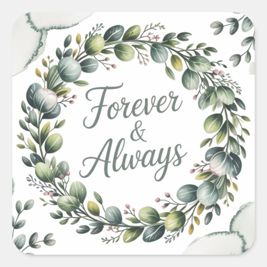 Minze Green & Sage Green Eukalyptus Quadratischer Aufkleber (Vorderseite)