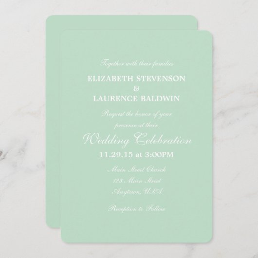 Minze Green Schlicht Simple Weditation Einladung (Vorne/Hinten)