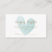 Minze Green Simple Heart Diaper Raffle Baby Dusche Begleitkarte (Vorderseite)