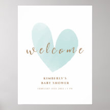 Minze Green Simple Heart Welcome Baby Dusche