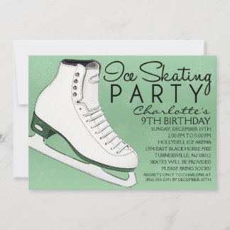 Minze Green Skate Mates Ice Skaten Geburtstagspart Einladung