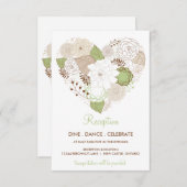 Minze Green Spring Heart Blume Empfang Card Begleitkarte (Vorne/Hinten)