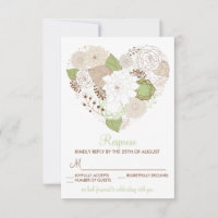 Minze Green Spring Heart Blume UAWG Response Card