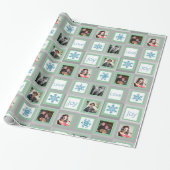 Minze Green Squares Personalisiertes Foto Weihnach Geschenkpapier (Ungerollt)