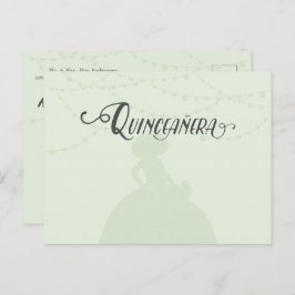 Minze Green & Steel Charro Silhouette Quinceanera Einladungspostkarte
