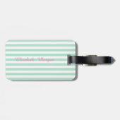 Minze Green Striped Monogram Personalisiert Gepäckanhänger (Rückseite horizontal)