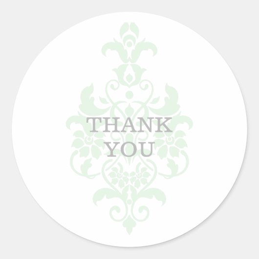 Minze Green subtile Damask Danke Stickers (Vorderseite)