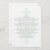 Minze Green Subtle Damask Information Card Einladung (Vorne/Hinten)