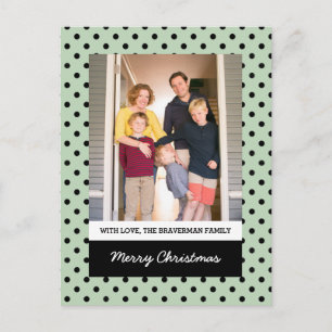 Minze Green Sweet Polka Dot Holiday Foto Postkarte