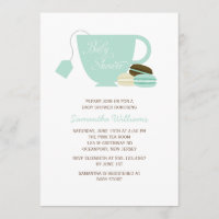 Minze Green Tee Cup und Macarons Babydusche