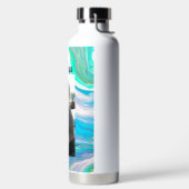 Minze Green und Blue Fluid Art Personalisiert Trinkflasche (links)