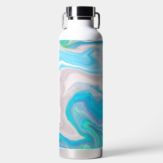 Minze Green und Blue Fluid Art Trinkflasche (Vorderseite)