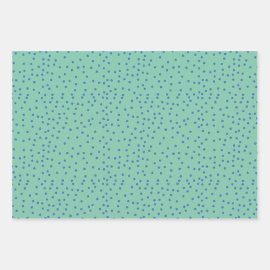Minze Green und Blue Polka Dot Muster  Geschenkpapier Set (Vorderseite 3)