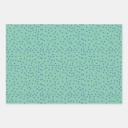 Minze Green und Blue Polka Dot Muster  Geschenkpapier Set (Vorderseite 2)