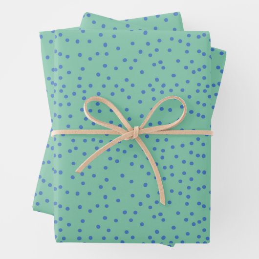 Minze Green und Blue Polka Dot Muster  Geschenkpapier Set (Beispiel)