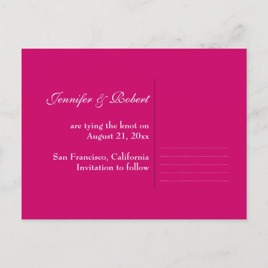 Minze Green und Fuchsia Save the Date Postkarte (Rückseite)