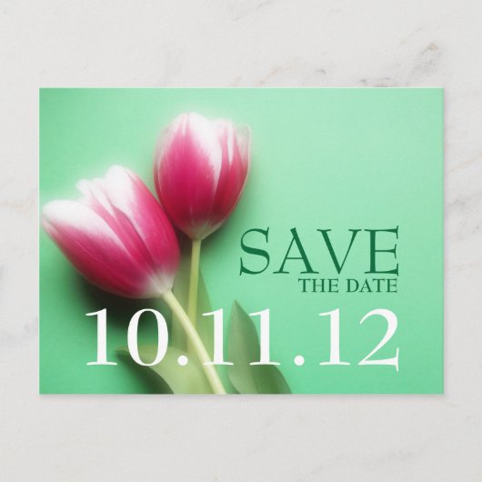 Minze Green und Fuchsia Save the Date Postkarte (Vorderseite)