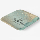 Minze Green und Gold Glitzer Geburtstag Pappteller (Gewinkelt)