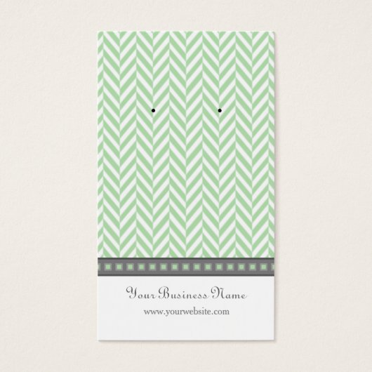 Minze Green und Grau Herringbone Earring Cards (Vorderseite)