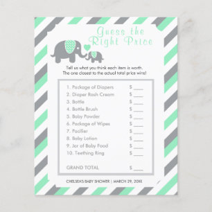 Minze Green und Grau Stripe Elephant - Preis Flyer
