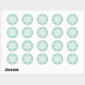 Minze Green und White Christmas Snowflake Design Runder Aufkleber (Blatt)