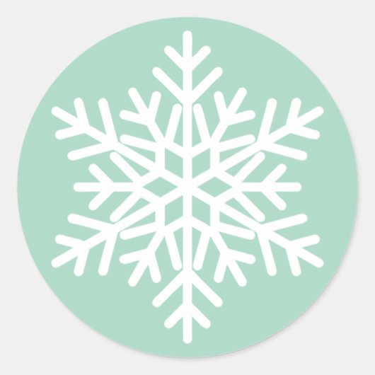 Minze Green und White Christmas Snowflake Design Runder Aufkleber (Vorderseite)