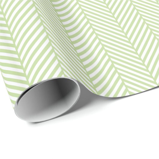 Minze Green und White Herringbone Geschenkpapier (Rolleneckpunkt)
