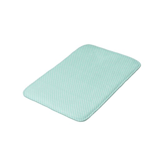 Minze Green und White Polka Dot Bath Mat Badematte (Schrägansicht)