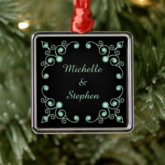 Minze Green Verziert Personalisiert Silbernes Ornament (Baum)