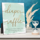 Minze Green Watercolor Gold Diaper Raffle Sign Fotoplatte (Seite)