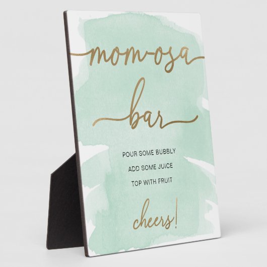 Minze Green Watercolor Gold Mama-osa Bar Sign Fotoplatte (Seite)