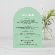 Minze Green Wedding Details Card