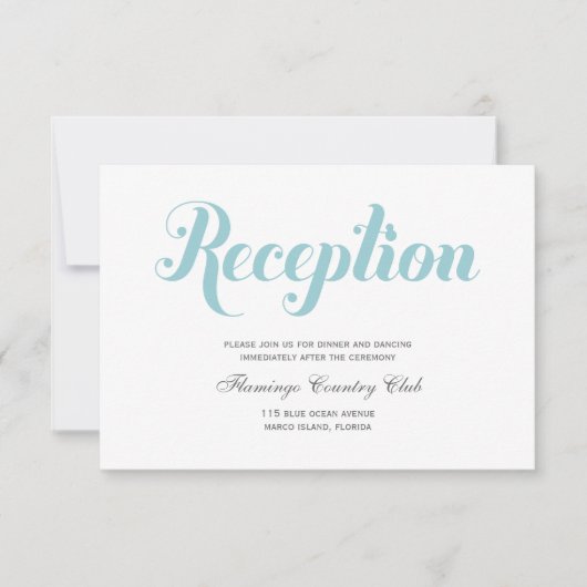 Minze Green Wedding Reception Card Einladung (Vorderseite)