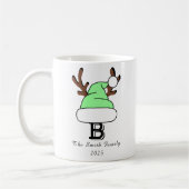 Minze Green Weihnachtsmannmütze Monogram Family Ch Kaffeetasse (Links)