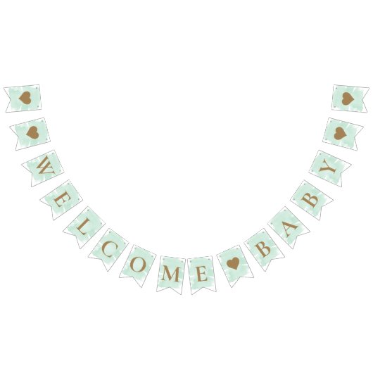 Minze Green Welcome Baby Bunting Flags Wimpelkette (Alle)