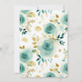 Minze Green White Gold Rose Brautparty Einladung (Rückseite)