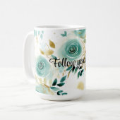 Minze Green White Gold Rose Floral Kaffeetasse (Vorderseite Links)