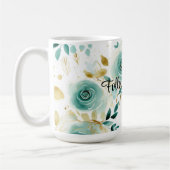 Minze Green White Gold Rose Floral Kaffeetasse (Links)