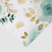 Minze Green White Gold Rose Floral Seidenpapier (Detail)