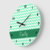 Minze Green Zickzack Große Wanduhr (Winkel)