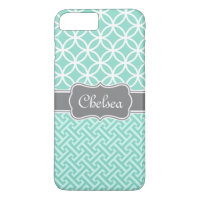 Minze griechische Schlüssel- und Circle-Muster Gra