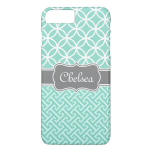 Minze griechische Schlüssel- und Circle-Muster Gra iPhone 8 Plus/7 Plus Hülle