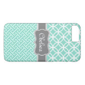 Minze griechische Schlüssel- und Circle-Muster Gra Case-Mate iPhone Hülle (Rückseite (Horizontal))