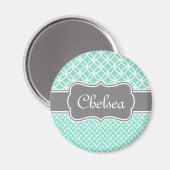 Minze griechische Schlüssel- und Circle-Muster Gra Magnet (Vorderseite/Rückseite)