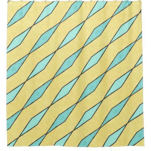 Minze Grün Gelb und Schwarz Moderne Duschvorhang (Vorderseite)