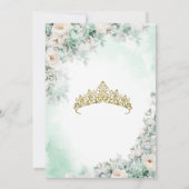 Minze Grün & Gold Aquarellfarben Blumenkatze Einladung (Rückseite)