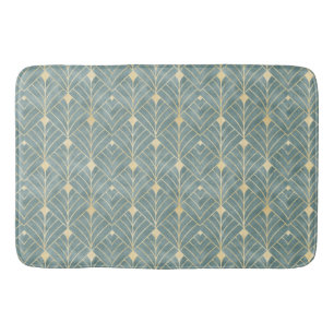 Minze Grün, Gold, Art-Deco-Muster, Vintag, Retro, Badematte