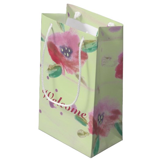 Minze grün mit rosa Himbeerschatten Rose Kleine Geschenktüte (Rückseite Schrägansicht)