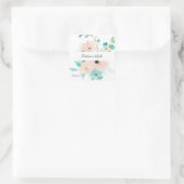 Minze Grün & Rosa Floral Vielen Dank 2 Quadratischer Aufkleber (Tasche)
