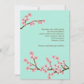 Minze Grün & Rosa Kirschblossom Moderne Hochzeit Einladung (Rückseite)